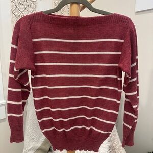 Oops California Burgundy Striped Knit Boatneck Sweater Small